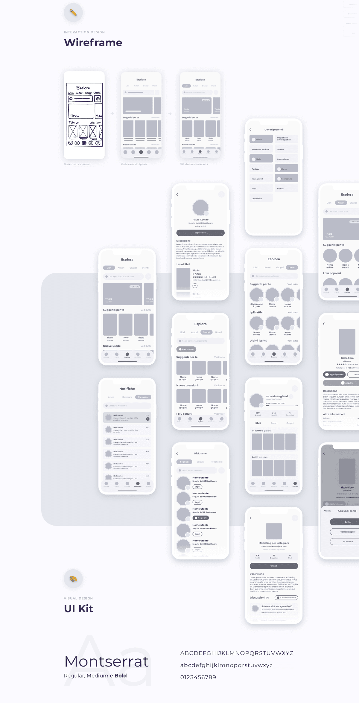 Progetto studente — Wireframe mobile