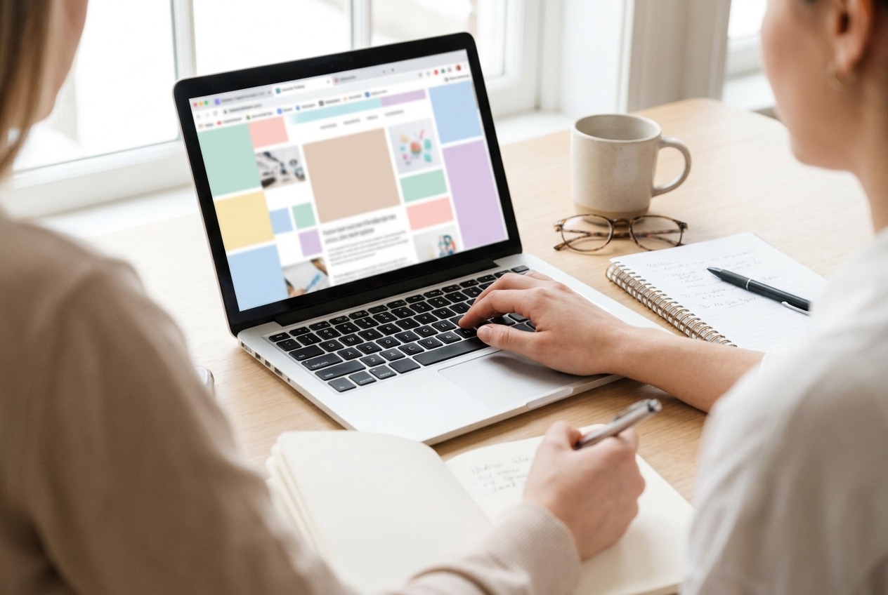 Persona che confronta su un portatile diversi corsi online certificati prima di scegliere